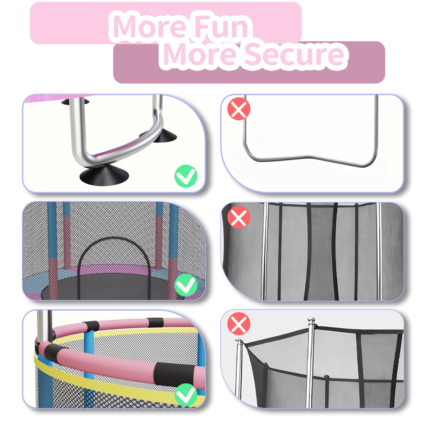 G TALECO GEAR Trampoline for Kids, Toddler Trampoline with Adjustable Gymnastics Bar & Toys, Indoor & Outdoor Round Small Trampoline Gift for Boys & Girls,  400lbs, Pink & Blue
