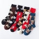 thumbnail image 3 of Calcetines de algodón con dibujos de animales para hombre, medias de tubo medio con diseños coloridos de perros y gatos, suaves, de Color rojo, negro y blanco, 3 of 4