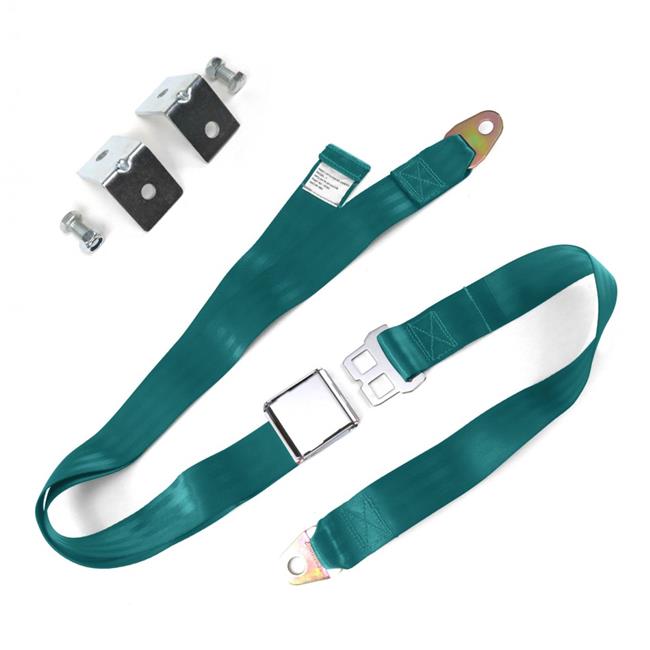 2 Point Aqua Airplane Buckle Lap Seat Belts with Anchor Plate Hardware