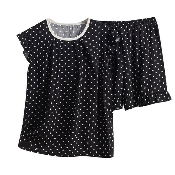 Tnhcen Big & Tall Ladies' Printed Pajama Set Vibrant Crew Neck Tank Top Relaxed Shorts Stretchy 2-Piece Sleepwear Fits XL-8XL