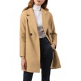thumbnail image 2 of INSPIRE CHIC Women's Double Breasted Lapel Raglan Long Sleeve Mid Length Overcoat, 2 of 6