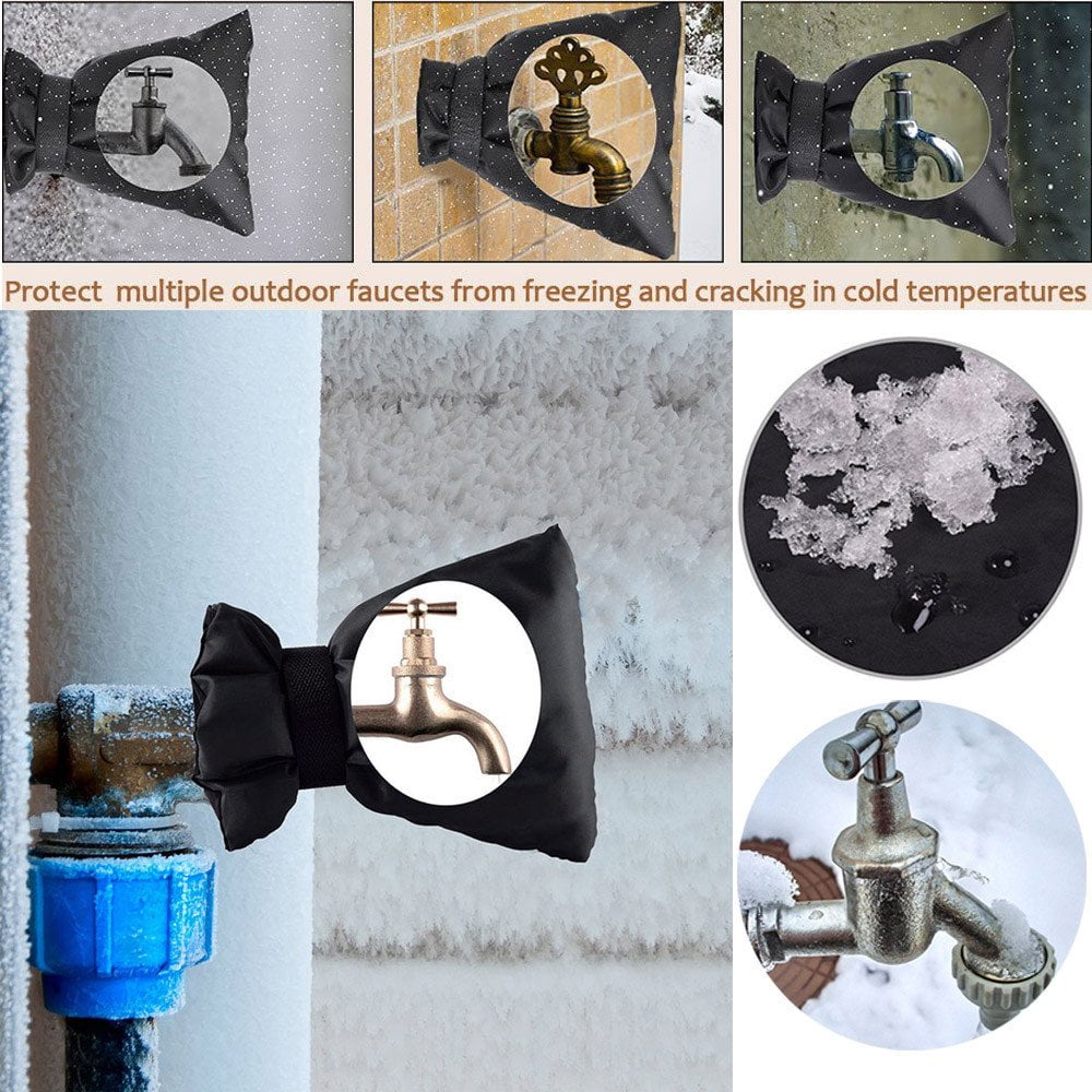 ZFLXH Outdoor Faucet Covers for Winter Hose Bib Protector Spout Cover Water Sprinkle Valve Insulation Wrap Garden Faucet Socks Outside Spigot Pipe Freeze Protection Insulated Tap Pouch 3 Pack
