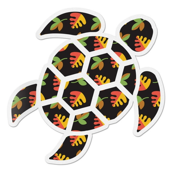Red Hound Auto Sea Turtle Black Flowers Sticker Decal Wall Tumbler Cup Window Car Truck Laptop 8 Inches