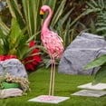 thumbnail image 6 of LuxenHome Flamingo Garden Statues,34-Inch H Pink Flamingo Outdoor Metal Garden Statue,Flamingo Ornament Bird Decor,Flamingos Sculptures for Porch Yard Home Decor with Solar Powered Lights, 6 of 12