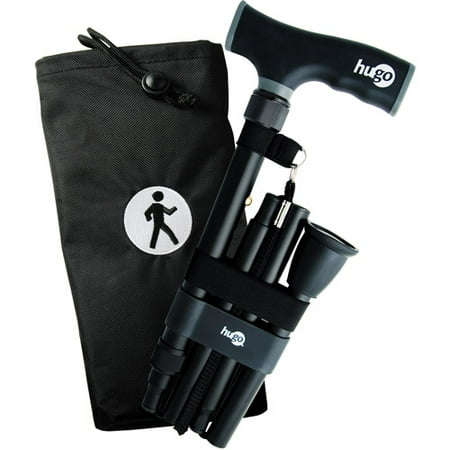 Hugo Elite Adjustable Folding Cane with Interchangeable Handle, Black
