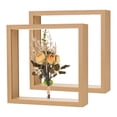 thumbnail image 1 of 2-Pack Dried Flower Frame, 8 x 8 Inch Double Acrylic Wooden Dried Flower Photo Floating Frame [Wood Color], 1 of 7