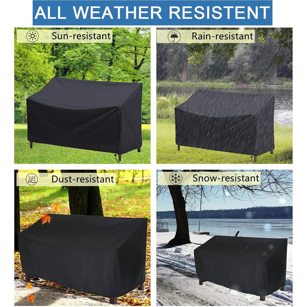 2-Seater Outdoor Sofa Cover, Waterproof Outdoor Couch Cover, Heavy Duty Patio Furniture Covers for Outdoor Seating, Windproof Patio Sofa Covers for Winter