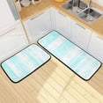 thumbnail image 7 of Aqua Stripes Pattern 2-Piece Kitchen Carpet Mat Set, Non-Slip Memory Foam, Soft for Kitchen and Living Room Use, 7 of 7