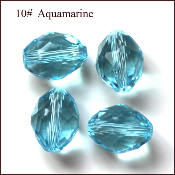 Imitation Austrian Crystal Beads Grade AAA K9 Glass Faceted Oval Deep Sky Blue 8x6mm Hole: 0.7~0.9mm