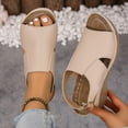 thumbnail image 3 of Rokment Womens Orthotic Platform Wedges Gladiator Sandals Summer Fashion Casual Leather Open Toe Arch Support High Heels Slingback Dressy Sandals with Adjustable Straps D Size 7, 3 of 7