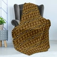 thumbnail image 4 of African Soft Flannel Fleece Throw Blanket, Traditional Ornament Striped Pattern Leopard Skin Artwork, Cozy Plush for Indoor and Outdoor Use, 70" x 90", Umber Brown Marigold, by Ambesonne, 4 of 5
