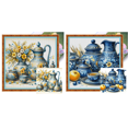 thumbnail image 1 of Kit Punto Cruz Porcelana Impresa Hilo Algodón Ecológico Bordado 11CT 40x40cm, 1 of 8
