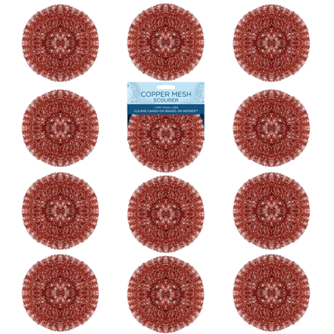 LOLA Copper Mesh Scourers, Heavy-Duty Cleaning Pads, 100% Recyclable, Rust-Proof -12 CT