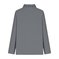 thumbnail image 5 of ClodeEU Women's Ruffle Collar Long Sleeve Linen Blend Shirt,Solid Color Casual Blouse Gray,Womens Plus S, 5 of 6