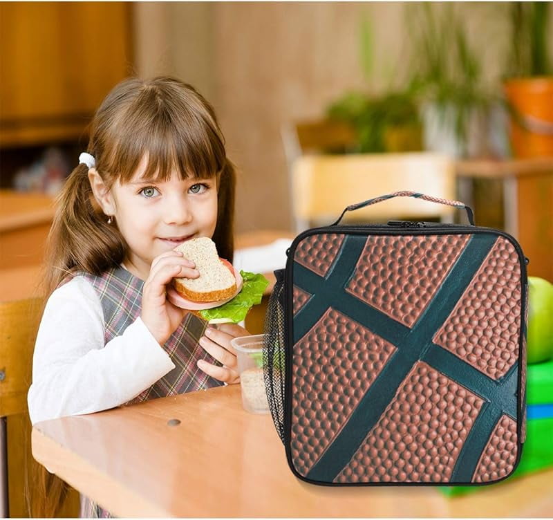 Lunch Box Bag Basketball Sport Lunchbox Insulated Thermal Cooler Ice Adjustable Shoulder Strap for Women Men