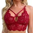 thumbnail image 4 of JSGEK Women Floral Lace 3 Piece Set Bra Panty and Garter Belt Adjustable Straps Lingerie for Romantic Date Night Red XL, 4 of 5
