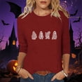 thumbnail image 2 of gbyLJF Women's Plus Size 3/4 Sleeve Halloween Shirts Funny Ghost Rhinestone Graphic Top Casual Fall Family Party Mom Tee, 2 of 7