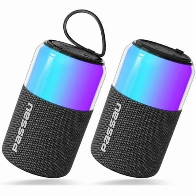 wonima11 Portable Bluetooth Speaker with Lights Show, 15W Loud Clear Sound, White Elephant Gifts for Adults, BT 5.4, LED Lights up Speakers Stocking Stuffers Gifts for Kids, Teen, Girls, Boys (2 Pack)