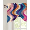 thumbnail image 2 of Tie Up Valance Curtain for Kitchen,Abstract Gradient Colorful Wave Texture Rod Pocket Short Curtains Adjustable Tie-Up Shade Valances,Striped Background Window Treatment for Bathroom Living Room, 2 of 8