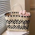 thumbnail image 3 of Bolso Mano Tejido para Mujer para Playa Verano Cubo Tejido para (blanco), 3 of 9