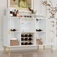 thumbnail image 6 of Homieasy Cabinet Bar with Power Outlet & LED Light, Wine Bar Cabinet with Wine and Glasses Rack, Home Coffee Bar Cabinet, Buffet Sideboard with Storage shelf for Kitchen, Dining Room, White, 6 of 6