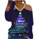 thumbnail image 2 of Pntutb tops para mujer, camisas con cuello en V para mujer, camisetas de manga larga con estampado floral informal, blusa, túnicas sueltas, camisetas Pntutb Pntutb-7201, 2 of 5