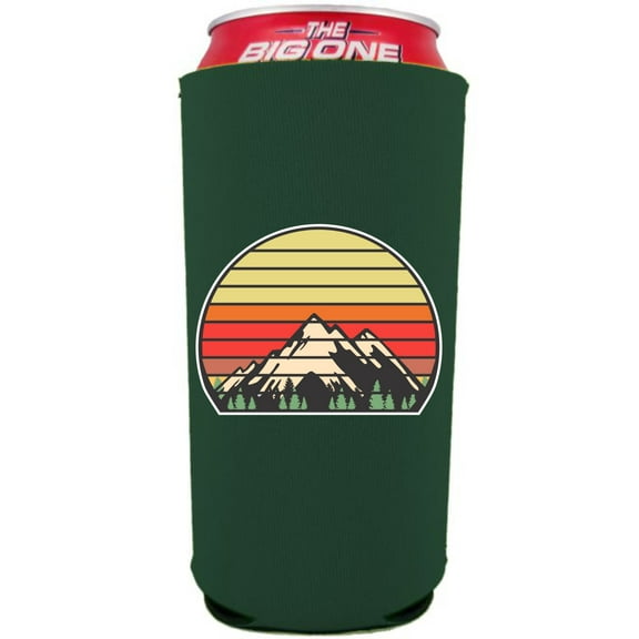 Retro Mountains 24/25oz Large Can Coolie (Dark Green)