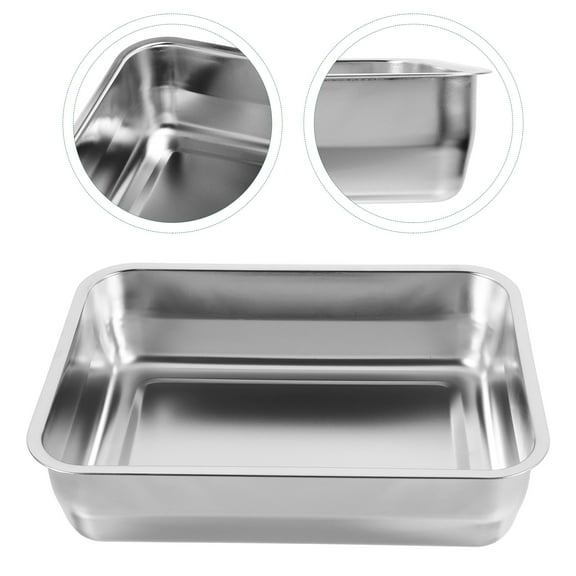 CATIEBYE Stainless Steel Roasting Pan for Home Use Portable Metal Tray with Handles