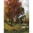 thumbnail image 2 of Adolf Kaufmann 12x14 Black Ornate Wood Framed Double Matted Museum Art Print Titled: Muhle in the Autumn Forest, 2 of 5