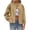 *Brown, variant on ClodeEU Women's Short Plush Buttoned Jacket,Long Sleeve Cropped Blazers Tops ,Fall Solid Color Jacket Black,Womens Plus XL