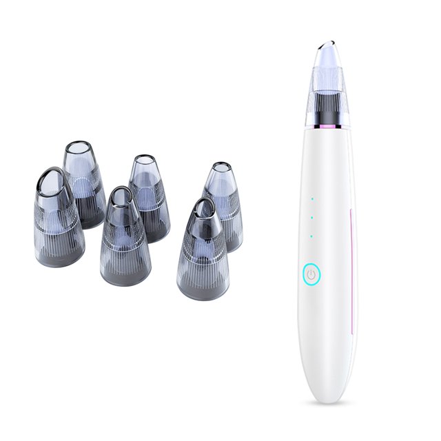 Extractor Eléctrico de Puntos Negros con 6 Boquillas Intercambiables para Limpieza Facial Profunda, Tecnología de Succión al Vacío, Batería Recargable USB, Diseño Ergonómico para Todo Tipo de Piel.