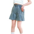 thumbnail image 2 of HAOTAGS Girls Denim Skirts, Summer High Waist Utility Pockets A-line Skirts Light Blue 5-6 Years, 2 of 6