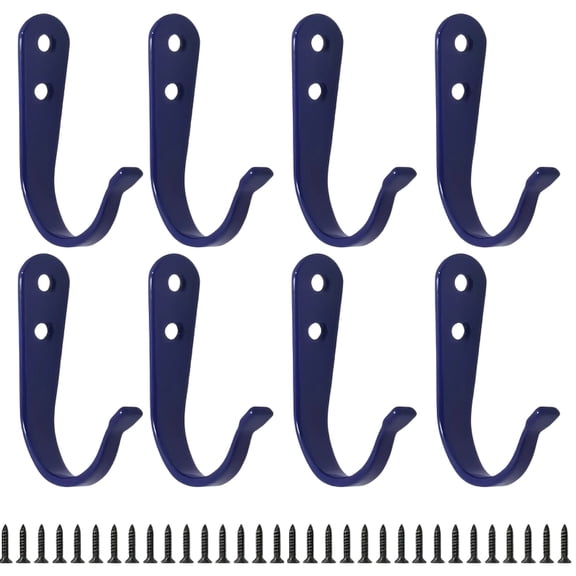 Wall Hooks, Deep Blue Iron Wall Mount Hooks, 20 Pack Decorative Heavy Duty Hooks with 40 Mounting Screws, for Hanging Coats Towels Keys Robes Bags in Entryway Bedroom Bathroom Closet Garage