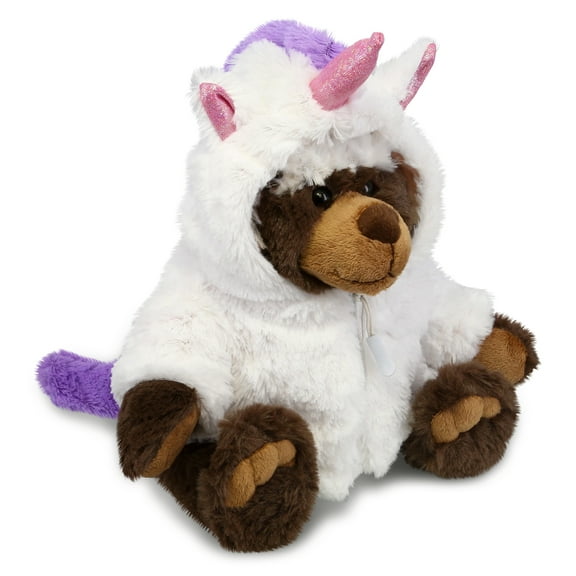DolliBu Brown Bear Unicorn Plush Stuffed Animal Toy - Super Soft Bearcorn Dress Up with Removable Plush Unicorn Outfit, Cute Fantasy Pet Life Gift - 11 Inches