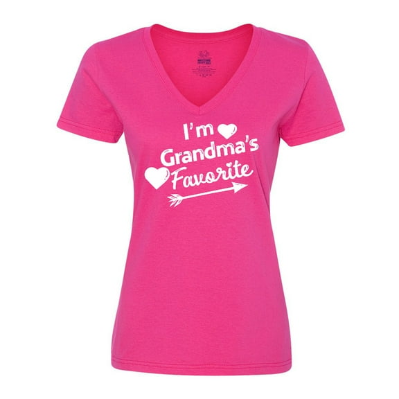 Inktastic I'm Grandma's Favorite with Arrow and Hearts Women's V-Neck T-Shirt