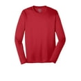 thumbnail image 3 of Port & Co Adult Male Men Crew Neck Plain Long Sleeves T-Shirt Red Large, 3 of 4