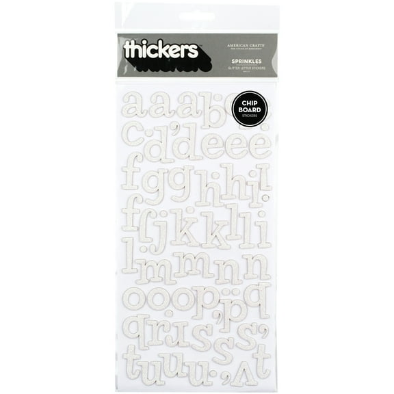 Thickers Chipboard Glitter Stickers 2/Pkg-Sprinkles - White
