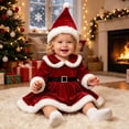 thumbnail image 2 of AWZXDE Holiday Bodysuits For Little Girls Velvet Santa Style Dress Outfit Complete With Matching Festive Hat For Christmas Theme Events A-Red - 18-24 Months, 2 of 8