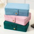 thumbnail image 3 of 1pc Elegant Velvet Jewelry Organizer Box Portable Necklace Bracelet Earrings Rings Display Storage Boxes for Travel or Home Use, 3 of 5