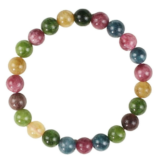 Pulsera de turmalina para hombre y mujer, cuentas redondas de 8 mm