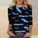 thumbnail image 2 of Camisas Para Mujer Camisetas de Gran Tamaño Mangas 3/4 Moda Impreso Camiseta Suelta Blusa de Longitud Media Cuello Redondo Tops Casuales Odeerbi ODB134010, 2 of 5