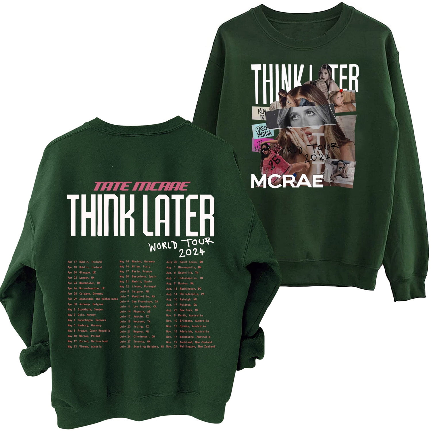テイトマクレー TATE McRAE T8 ワールドツアー 2024 スウェット Tate Mcrae The Think Later World Tour 2024 Tour Sweatshirt