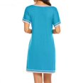 thumbnail image 2 of Nouveau Col Rond Couleur Contraste Coutures Lâches Manches Courtes Robe de Maison Porter Mini-Robe Correspondant Robe de Nuit, 2 of 2