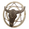 thumbnail image 5 of Rustic MDF Wood Buffalo Cow Skull Dreamcatcher Web Circle Wall Decor Plaque, 5 of 9