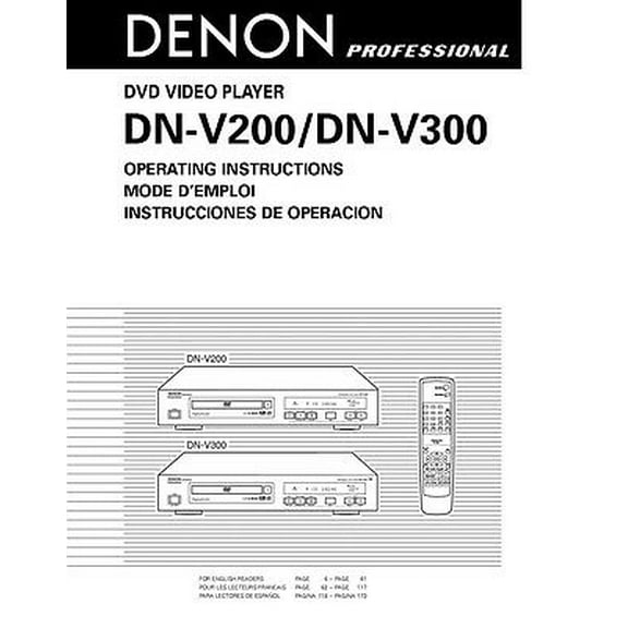 Instruction Manual ONLY for Denon DN-V300 DVD Player Owners Instruction Manual REPRINT