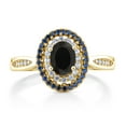 thumbnail image 2 of Gem Stone King 18K Yellow Gold Plated Silver Black Onyx Women Ring (1.28 Cttw, Oval 7X5MM, Gemstone Birthstone, Available in Size 5, 6, 7, 8, 9), 2 of 3