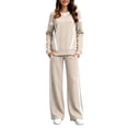 thumbnail image 2 of Inleife Women Color Block Tracksuit 2 Piece Outfit Set, Long Sleeve Crew Neck Sweatshirt & Wide Leg Pants With Pockets, Casual Loungewear Sports Suit, 2 of 6
