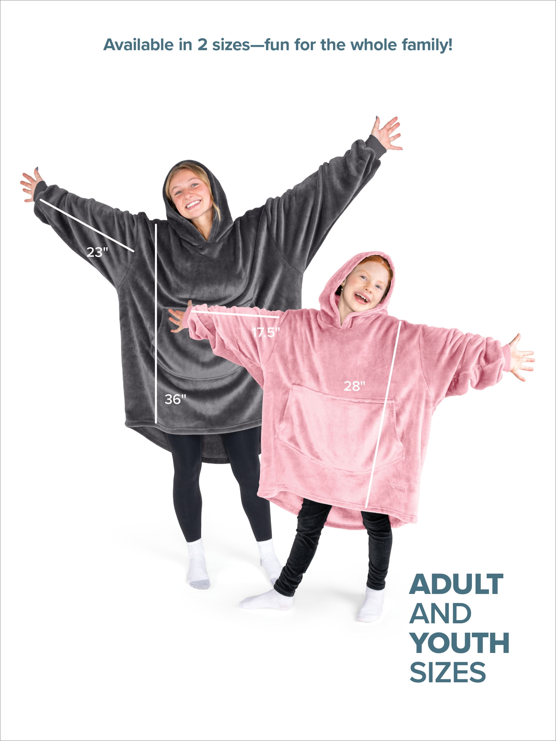 Bare Homey Adult Size Microplush Wearable Blanket, Round Trapezoid Pocket, Gray