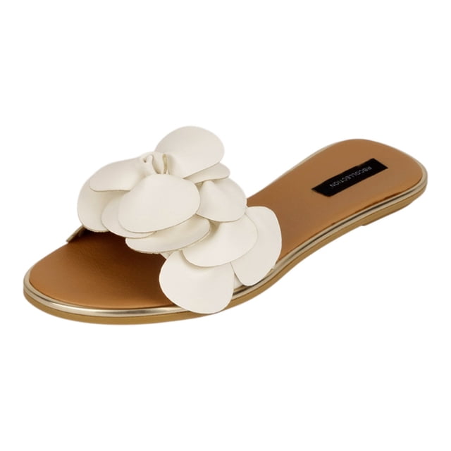 Sandalias de piso Exterior Piel vegana Color Blanco Para Mujer De RBBASICS