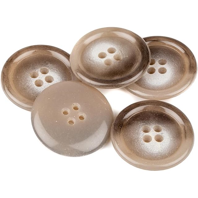 Mibo 5pcs Urea Coat Buttons with Rim - 4 Hole - 54L(34mm) - Light Taupe Blend